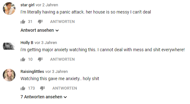 Das Bild zeigt drei ausgewählte Kommentare unter einem Youtube Video von Trisha Paytas